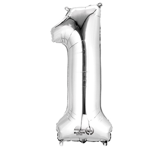 Basis Ballon Zahl 1 Silber