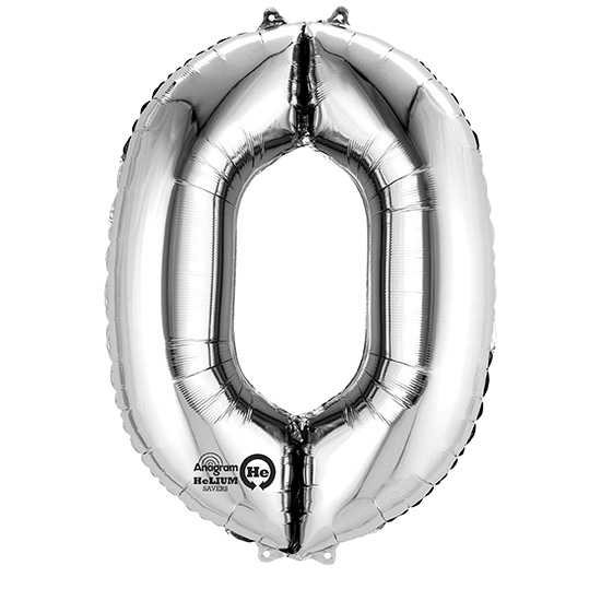 Basis Ballon Zahl 0 Silber